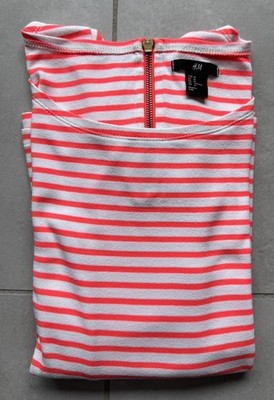 Damen Pullover von H&M Sportlich Gr. M rosa weiß gestreift 3/4 Ärmel 