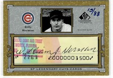 2001 UPPER DECK SP LEGENDARY CUTS BILLY HERMAN AUTO AUTOGRAPH #d 15/88