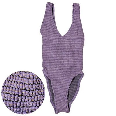 Bond-Eye Mara One-Piece Swimsuit One Size Lavender Lurex Gold Metallic NWT 