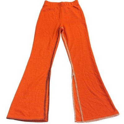 NWT ANIM LIVING KOZA - Straight Leg Knit Pants With Hemstitch Orange Size XS
