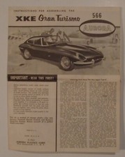 Instructions For Assembling XKE Gran Turismo Aurora Plastics Corp. 1962