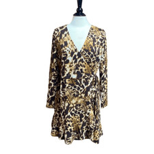 Versona Women’s Brown Cheetah Print Wrap Dress Size Large NEW