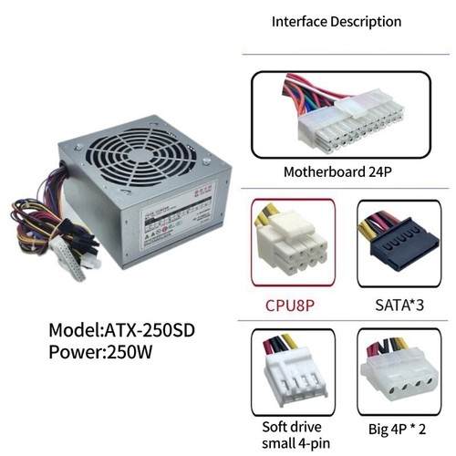 High Efficiency Gaming PC Power Supply Small Size 200W/250W/300W/350W Efficient - Photo 7/16