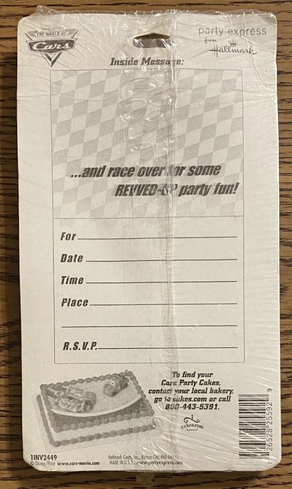 Hallmark Disney Pixar Cars Lightning McQueen Party Invitations 8 ct - Image 2 of 2