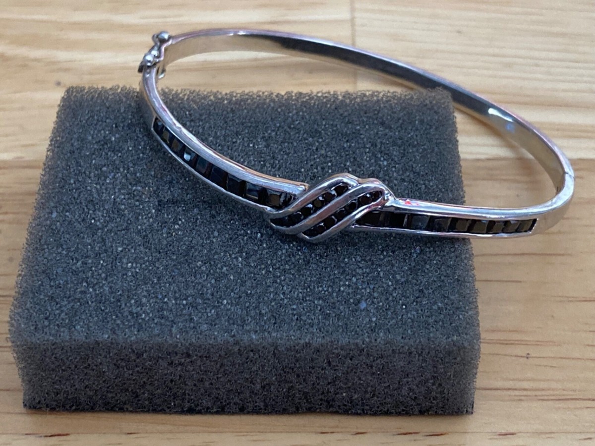 London G&TJ Sterling Silver 925 Black Spinel Bangle/Bracelet