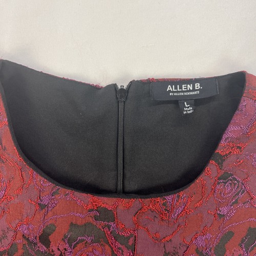 Allen B Red Jacquard Dress Sleeveless Semi Formal Size Large - Picture 5 of 12