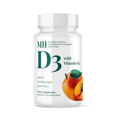 MH Michael's Health Naturopathic Vitamin D3 w Vitamin K , 5000 IU, 90 Chew Tabs