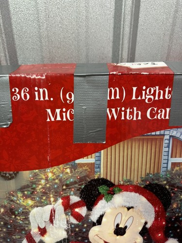 Disney Mickey Mouse w/ Candy Cane 36" Lighted Iridescent Display Small Stain - Picture 21 of 24