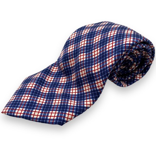Vineyard Vines Blue Red Plaid 100% Silk Neck Tie Length 59" Width 3 5/8"