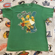 The Simpsons 90s T-Shirt Green XL Homer Chocking Bart Lisa Maggie BOOTLEG