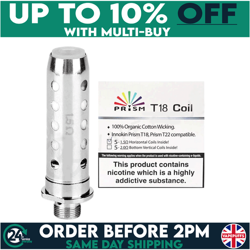 Innokin T18 Endura & Coil Heads 1.5ohm Prism T18 Replacement Coils Pack