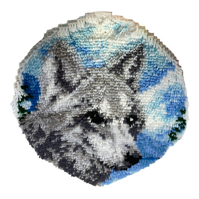 Snow Wolf 18in Finished by WonderArt Still Needs Edging & Backing If Desired 