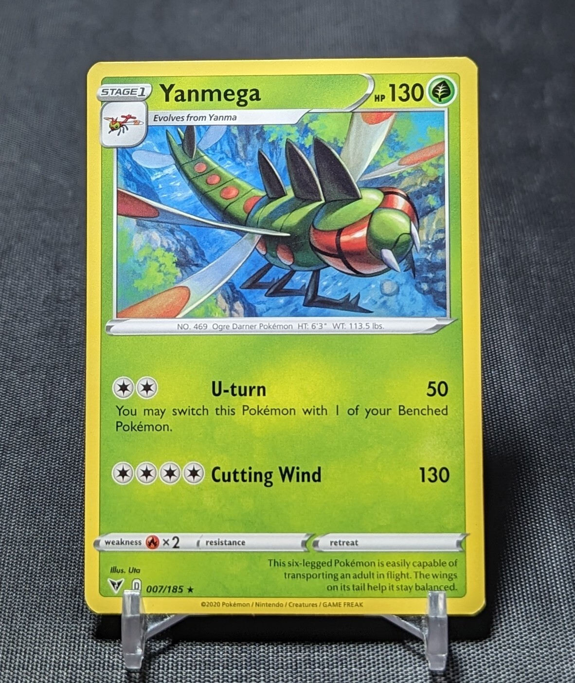 Yanmega Regular Rare Grass 2020 Pokemon TCG SWSH VIVID VOLTAGE Card 007/185