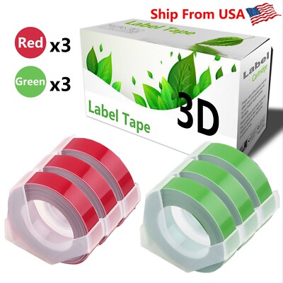 (3Red,3Green) Label Tape for Dymo S0720020 1540 Dymo 15447 Label Makers