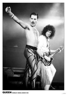 QUEEN POSTER BRIAN MAY & FREDDIE MERCURY LONDON WEMBLEY ARENA 1984