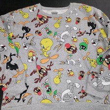 LOONEY TUNES Crewneck Sweatshirt Girls XXXL Grey Excellent Graphics Preowned