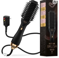Blowout Hair Dryer Brush Light Black Gold Hot Air Brush 60MM Oval Shape