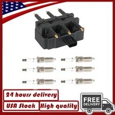 Ignition Coil + 6 Iridium Spark Plug for 01-10 Dodge Grand Caravan V6 3.3L UF305