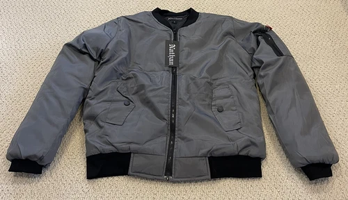 NWT Men’s Nathan Charcoal Grey Bomber Flight Zip Jacket ALL SIZES - product listing photo