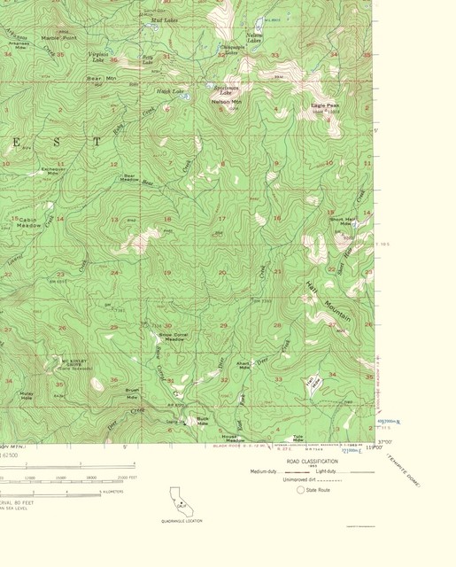 Topo Map Huntington Lake California Quad USGS 1963 23.00 x 28.60
