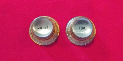 Vintage 1962 USA Gibson "Burst" Bell GOLD Guitar Knobs Volume & Tone 1963