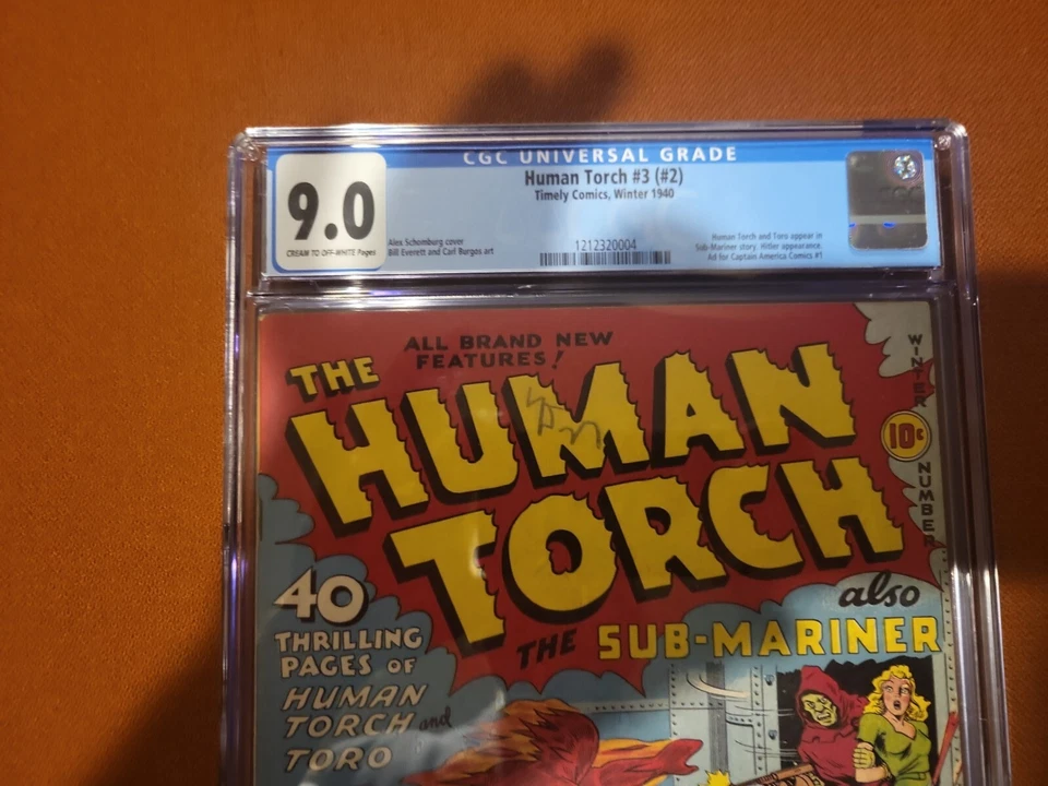 Human Torch #3(#2) CGC 9.0 - Schomburg Cover Hitler Appearance Timely 1940   - Image 2 of 4