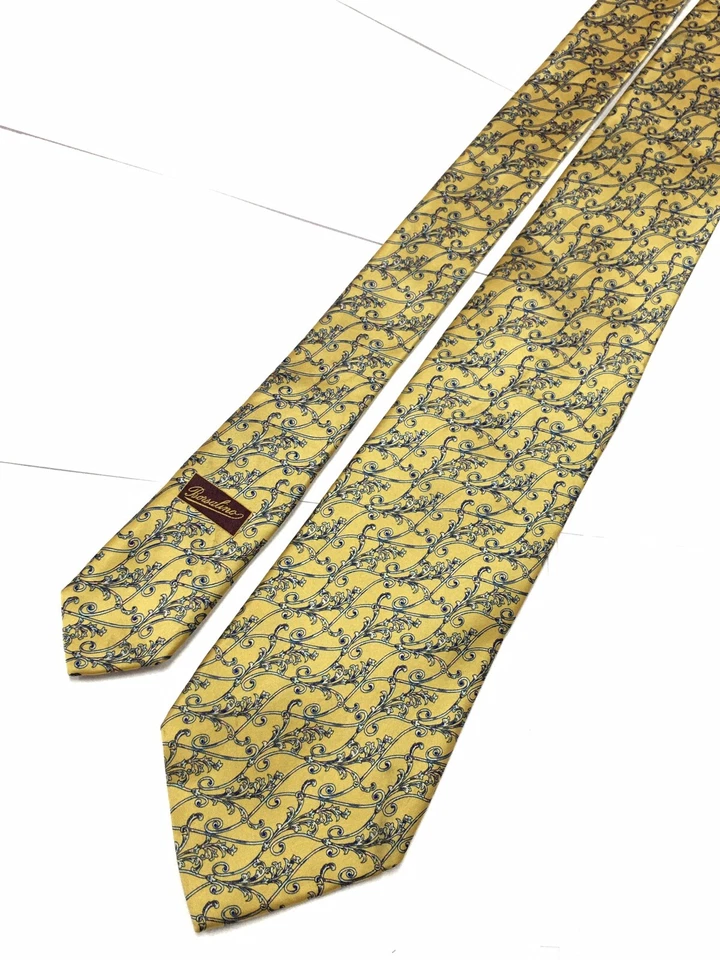 Подлинный BORSALINO цветочный дизайн на блеск зеленый 100% шелк галстук - Изображение 4 из 4