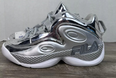 Fila Grant Hill 3 Metallic Silver Athletic Basketball Shoes Mens 1BM01759-050