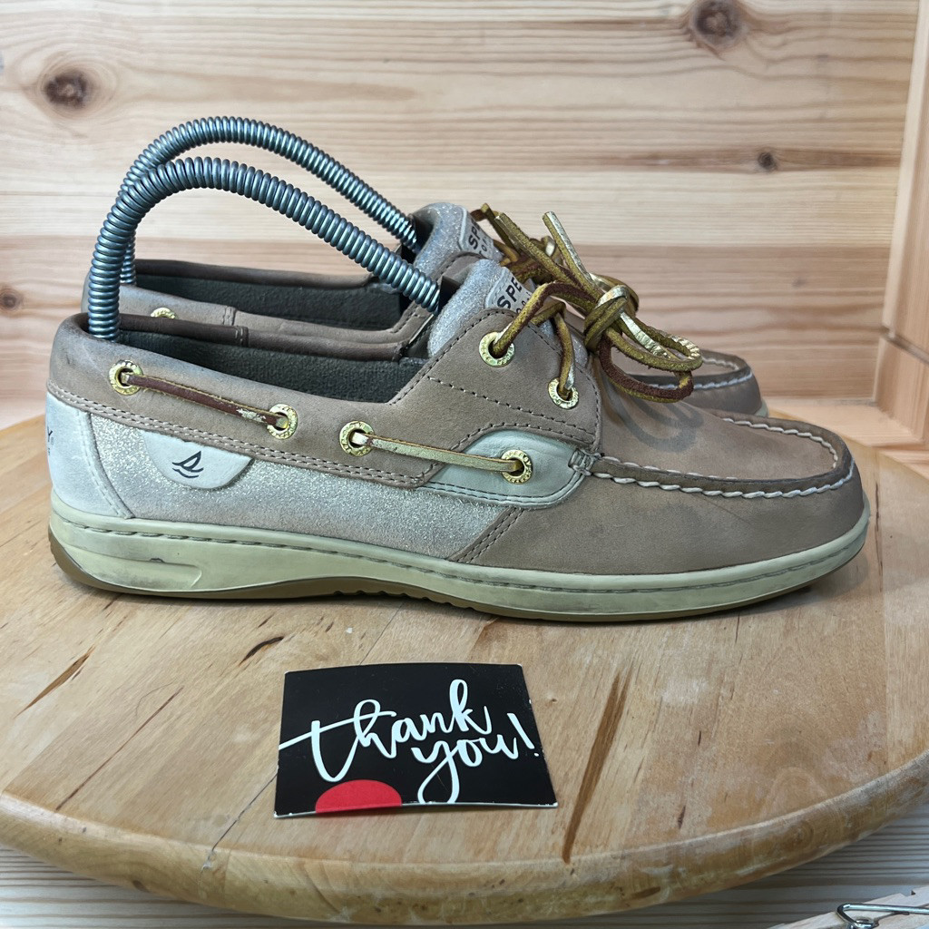 Sperry Light Brown Leather Two Eyed Boat Shoes Womens… Gem