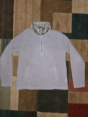 ABERCROMBIE FITCH GRAY SHERPA FLEEZE 1/4 ZIP