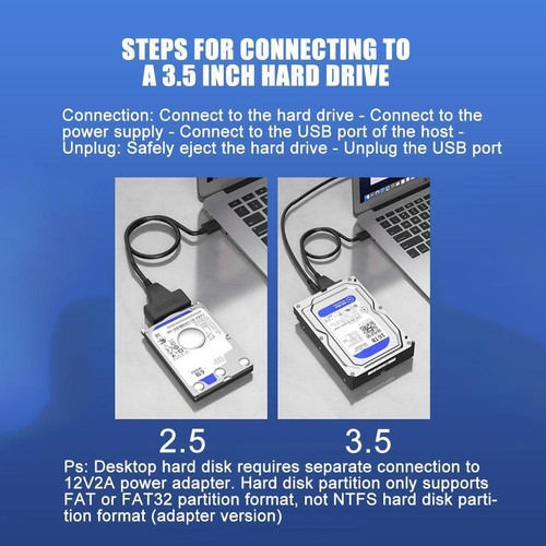 USB 3.0 to SATA External Converter Adapter Cable Lead SSD For 2.5" Lot C8 - Picture 11 of 17