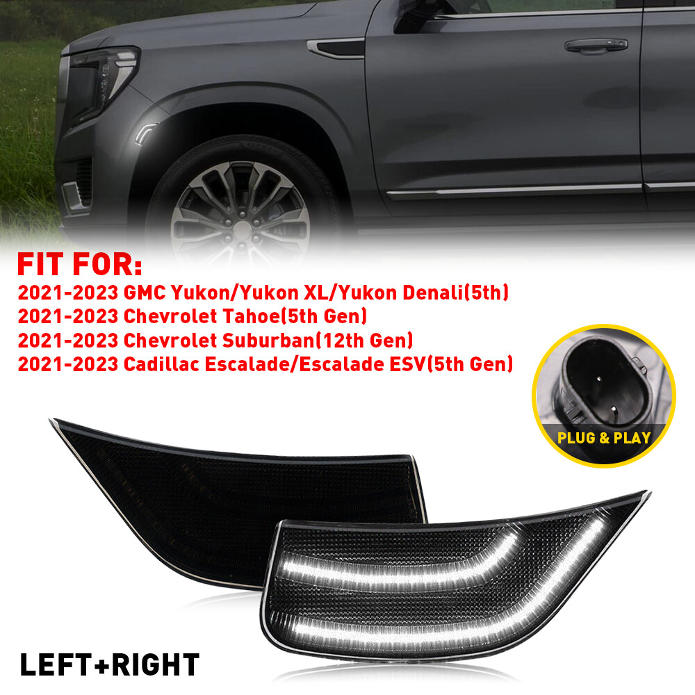 AUXITO 2x Front Smoke LED Side Marker Lights for 2021-2023 Cadillac Escalade ESV