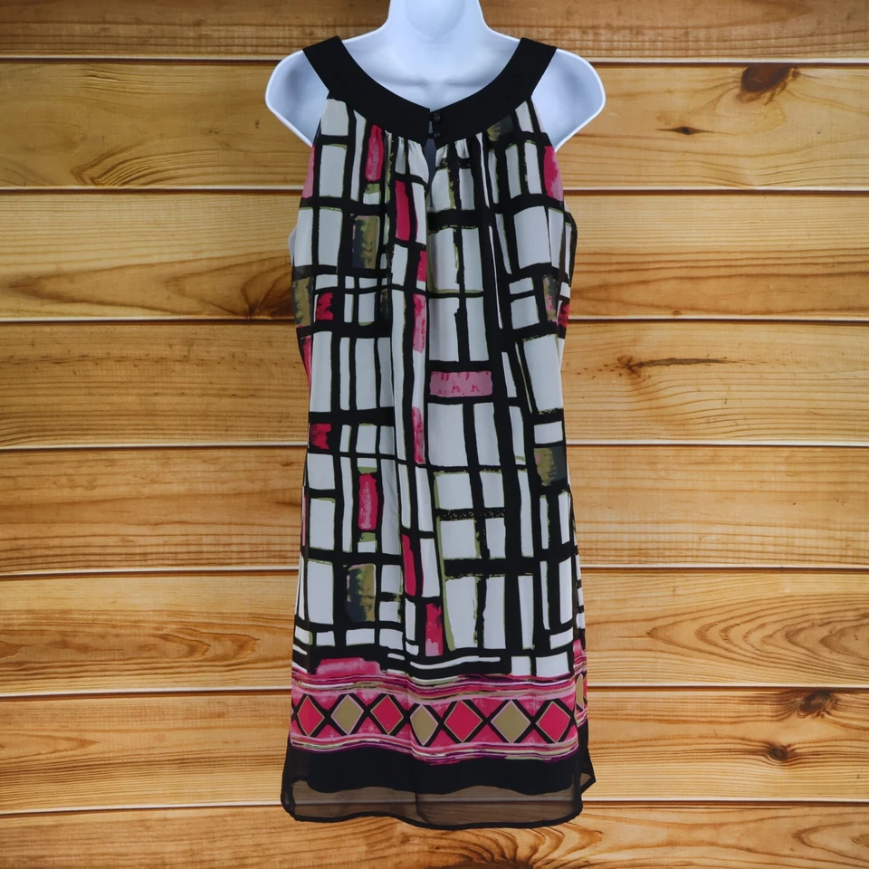 Moda Vestido Bug Sin Mangas Para Mujer 10 Multicolor Forrado Geométrico Verano Línea A Foto 2 de 4