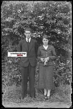 Couple Characters Glass Photo Frame, Black  White Negative 10x15 cm France