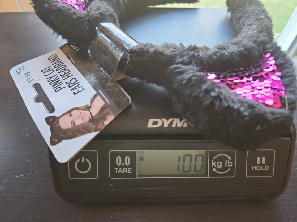 Pinky Cat уши обруч для волос меховой косплей ~ черный меховые уши с розовыми блестками ~ новый с Ярлыками - Изображение 3 из 4