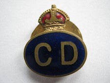 WW2 Home Front Civil Defence enamelled button back lapel badge