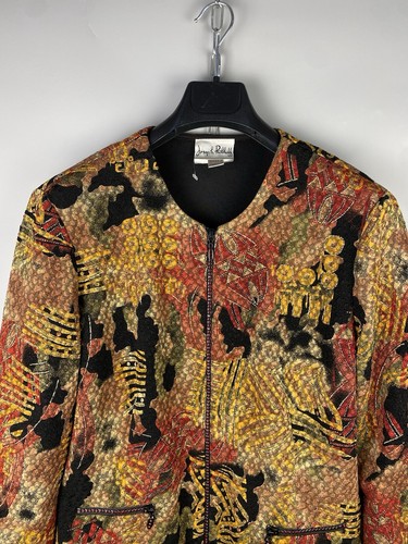 Vintage Joseph Ribkoff Womens Polyester Printed Multicolor Zip Blazer Jacket - Picture 3 of 17