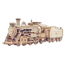 STEAM EXPRESS Train Engine Locomotive RR Wood Scale Model Kit ROKR 3D Puzzle Toy