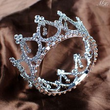 Small Round Tiara Hair Crown Rhinestone Wedding Headpiece Pageant Prom Costumes