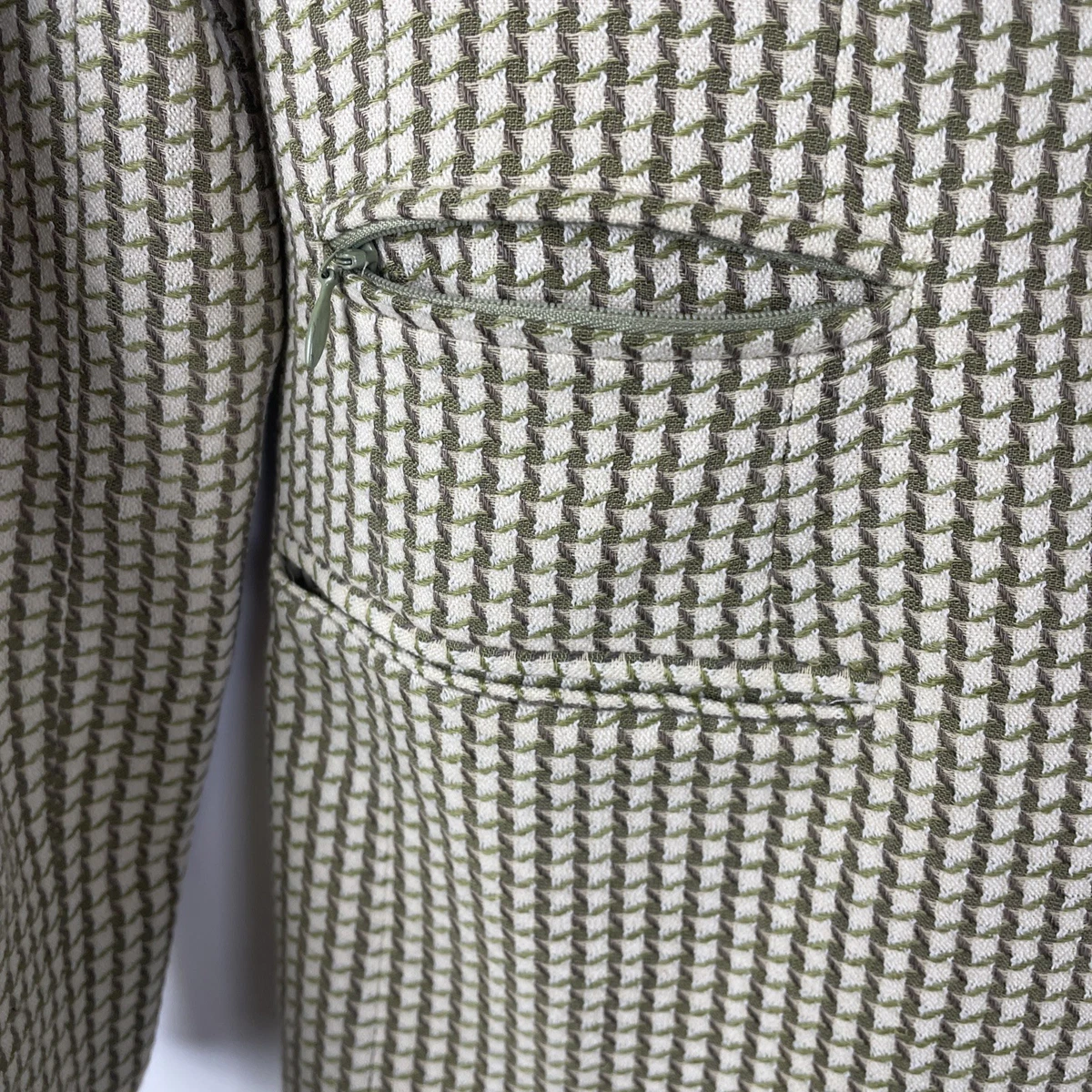 Blazer Traje Vintage Burberry Algodón Lino Pata de Gallo Para Mujer Talla 2P Pequeño EE. UU.