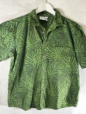 Vintage Kainalu Hawaiian Shirt Men's Small Green Floral Cotton Free Shipping