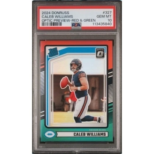 2024 Donruss Caleb Williams RC Green & Red Optic Preview PSA 10 (CHASER)