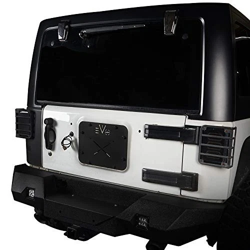 Jeep Wrangler JK JKU 07-18 Spare Tire Delete Plug Steel Tailgate Vent Cover Foto 4 de 4