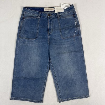 Soft Surroundings Ultimate Wide Leg Cropped Jeans Womens 16P Patch Pockets NWT
