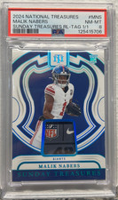 2024 National Treasures Malik Nabers LAUNDRY PLATINUM 1/1 PATCH ROOKIE RC PSA 8