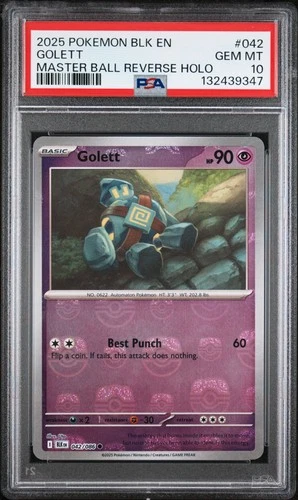 2025 POKEMON BLK EN-BLACK BOLT MASTER BALL REVERSE HOLO #042 GOLETT PSA 10
