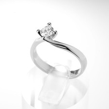 Anello ring solitario Valentino diamante 0.40ct F VVS oro bianco 18kt white gold