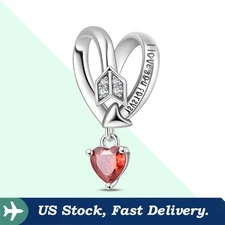 KUNSIR 925 Sterling Silver I Love You Forever Heart Charm For Women Bracelet DIY