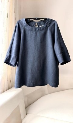 Women Antonelli Firenze Shirt Navy Linen M