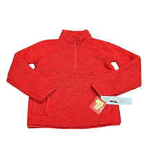 Kids Boys Girls Long Sleeves Sherpa Lounge Pullover Top X-Large Size 14 Red